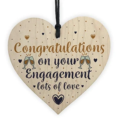Image of RED OCEAN Wedding Engagement Gift Congratulations Mr &amp; Mrs Couple Handmade Wooden Heart Plaque Keepsake