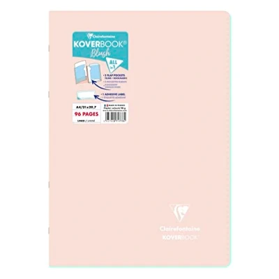 Image of Clairefontaine 971778C A Stapled Notebook Koverbook Blush Powder Pink A4 21 x 29.7 cm 96 Lined Pages White Paper 90 g Opaque Polypro Cover