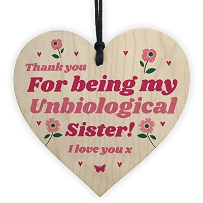 Image of RED OCEAN Best Friend Plaque Hanging Wooden Heart Unbiological Sister Gift Friendship Sign