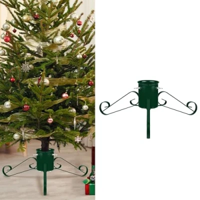 Image of ADEPTNA Christmas Tree Base Stand for Real Trees &amp; Artificial Xmas Premium Strudy Heavy Duty Metal Holder with 700ml Water Reservoir Fits Up to 6ft Perfect Indoor Outdoor