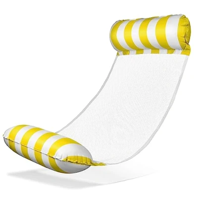 Image of Balinco Water Hammock, Mat with Armrest, Floating Mat, Relaxation Lounger, Toy for Kids and Adults, Yellow White