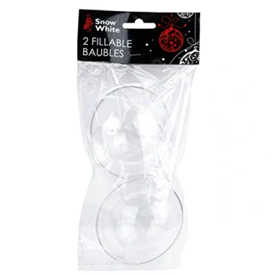 Image of VFM Clear 8cm Filler Baubles Plastic Christmas Tree Decorations (2 Pack)