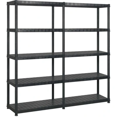 Image of vidaXL Storage Shelf 5 Tier Black 170x40x185 cm Plastic