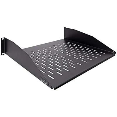 Image of NavePoint 2U 19 Inch Universal Vented Rack Mount Cantilever Server Cabinet Shelf 14 Inches Deep Black
