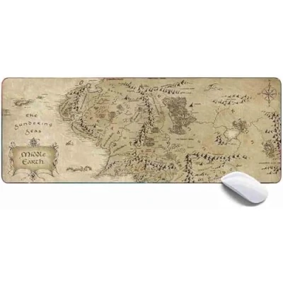 Image of MSHAJ Gaming Mouse Pad XL,Extended Large Mat Desk 31.5x11.8x0.12IN,Stitched Edges Non Slip Mousepad for Computer,Office,Keyboard and Laptop Middle Earth Map