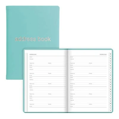 Image of Letts Dazzle A6 Address Book, White Paper, 192 Pages, 5.75 x 4.125 0.375 inches, Turquoise (B090044)