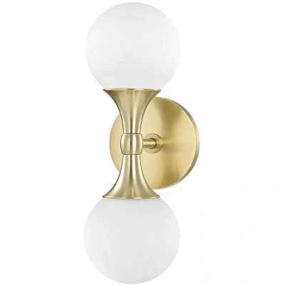 Image of Astoria 2 Light Wall Sconce Brass, Glass, 3000K