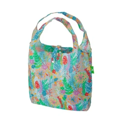 Image of ECO CHIC Lightweight Foldable Reusable Shopping Bag Water Resistant Tote (Lush Floral Blue)