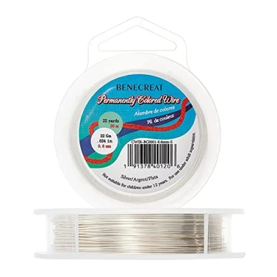 Image of BENECREAT 22Gauge(0.6mm) Tarnish Resistant Silver Wire Jewellery Making Copper Wire, 20M/22Yard