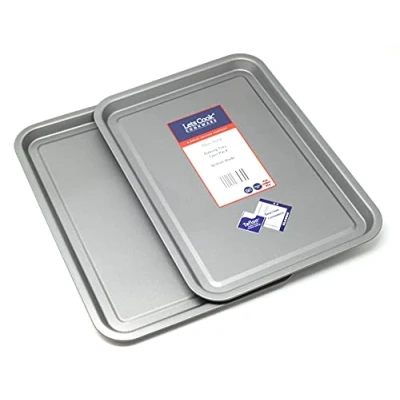 Image of Baking Tray Twin Pack, British Made with Teflon Non Stick by Lets Cook Cookware