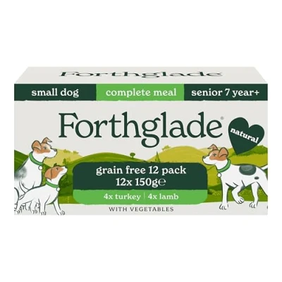 Image of Forthglade Wet Dog Food For Senior Small Dogs 7 Years+ (12 x 150g Trays) Grain Free Variety Pack with Lamb &amp; Turkey Veg, Natural Ingredients, Complete Hypoallergenic
