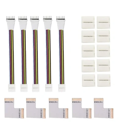 Image of ENQIMAOYI 10Pack Gapless Solderless LED Strip Connectors,5 Pack 6 Pin Conductor to Power Adaptor Controller Jumper for 12mm Wide Lights Tape