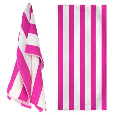 Image of GEEZY Large Microfibre Beach Bath Towel Lightweight Sports Travel Gym Summer Towels (Pink Stripes)