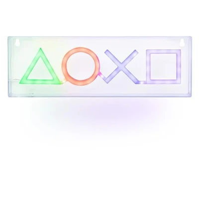 Image of PlayStation Icons LED Neon Light Officially Licensed Free Standing or Wall Mountable Sign Game Room Accessories &amp; Decor for Gamers Paladone, Black