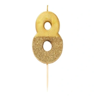 Image of TalkingTables8 Birthday CandleCake TopperSingleGold Glitter