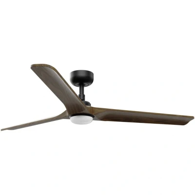 Image of Heywood Large Led Black, Dark Wood DC Ceiling Fan 6 Speed