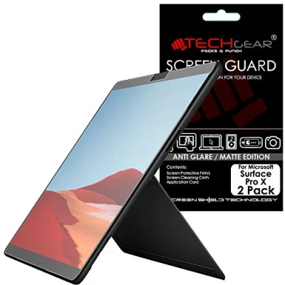 Image of TECHGEAR [Pack of 2 Anti Glare/Matte Screen Protectors for Microsoft Surface Pro X (13 Inch screen) Matte Protector Covers + Cleaning Cloth &amp; Applicator Card