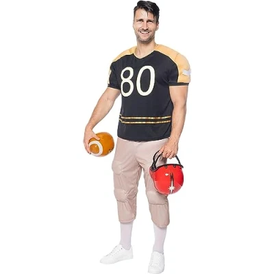 Image of Funidelia American Football Muscle Costume for man Rugby Quarterback Professions adults accessory fancy dress &amp; props Halloween carnival parties Size L