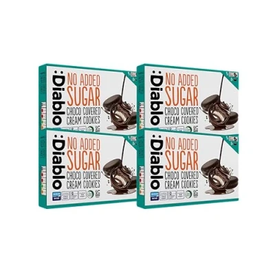 Image of Diablo No Added Sugar Choco Covered Cream Cookies 136g (Pack Of 4)