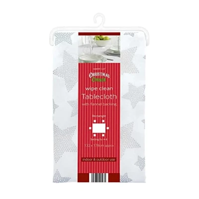Image of COUNTRY CLUB Festive Design Wipe Clean PVC Tablecloth Christmas Make Your Home This Year (Stars)