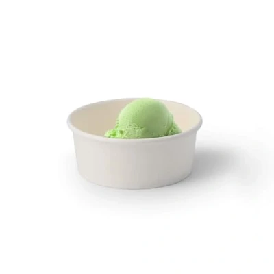 Image of BIOZOYG 50x Paper ice Cream Cups 4 oz White Disposable Plastic Free and Recyclable Dessert pots take Away Food Cup