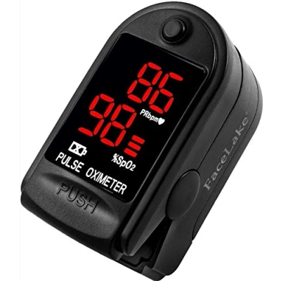 Image of FaceLake FL400 Pulse Oximeter with Neck/wrist Cord Carrying Case and Batteries Black