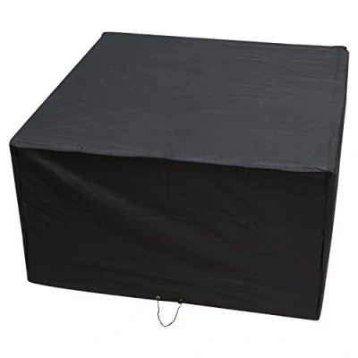Image of Woodside Heavy Duty Waterproof XL 135 x 135CM Rattan Cube Outdoor Garden Furniture Set Rain Cover, Black, 600D Material, 5 YEAR GUARANTEE