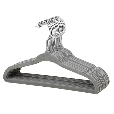 Image of ManGotree Baby Velvet Hangers, Infant and Toddler Non Slip Children Ultra Slim Space Saving Kids Sturdy Clothes Hangers 15 Pack (Grey)