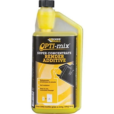 Image of Everbuild Opti Mix 3 in 1 Render Additive Waterproofing Agent Super Concentrated Easy To Use Yellow Litre