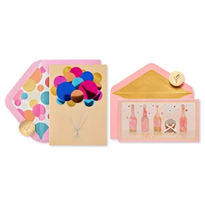 Image of Papyrus Birthday Cards, Balloons and Champagne (2 Count)