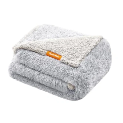 Image of Feandrea Waterproof Dog Blanket, Long Plush Pet Blanket for Small and Medium Dogs, Cats, 127 x 102 cm, L, Sherpa Fleece, Double Sided Reversible Sofa Cover Protector, Grey Ombré PPB005G01