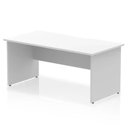 Image of Impulse 1600 x 800mm Scalloped Edge Straight Office Desk White Top Panel End Leg