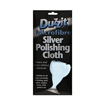 Image of Duzzit DZT1012 Multipurpose Microfibre Silver Polishing Cloth, Machine Washable, 27.6 x 12.6 1.2 cm