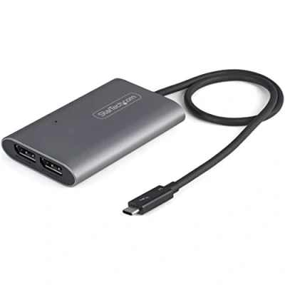 Image of StarTech.com Thunderbolt 3 to Dual DisplayPort Adapter DP 1.4 4K 60Hz or Single 8K/5K TB3 2x Monitor Video Display Mac/Windows (TB32DP14)