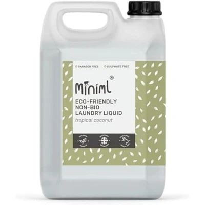 Image of Miniml Eco Laundry Liquid Washing Detergent 5L Refill Natural Non Bio Coconut Scented Clothes and Fabric Softener for Machine or Delicate Hand Cleaning 100% Vegan &amp; Cruelty Free (165 Washes)