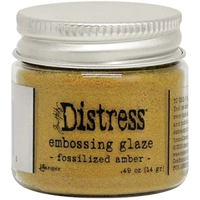 Image of Tim Holtz Ranger Distress Embossing Glaze Fossilized Amber, 1 oz jar