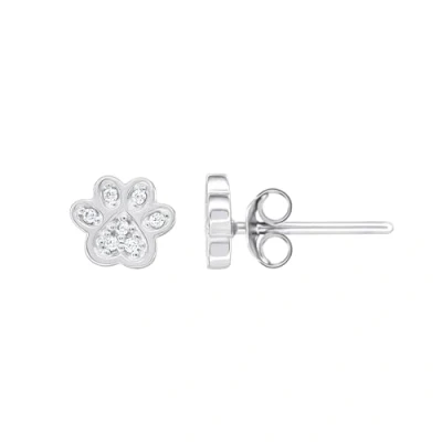 Image of Dew Sterling Silver and Cubic Zirconia Paw Print Stud Earrings