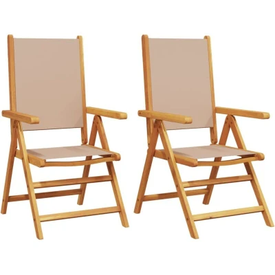 Image of vidaXL Garden Chairs 2 pcs Taupe Solid Wood Acacia and Fabric