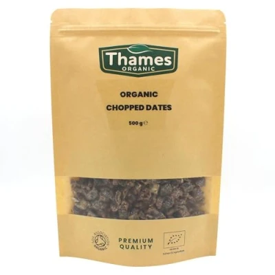 Image of Organic Chopped Dates Certified Organic, Non GMO, Vegan, No Additives, Preservatives, Resealable Bag by Thames 500g