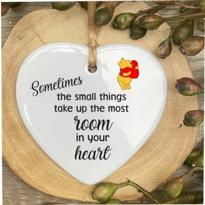 Image of Inspired By Walt Disney Winnie The pooh Heart Quote Ceramic Shape Plaque Gift Sign cr2
