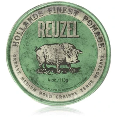 Image of REUZEL Pomade Green Grease Medium Hold, Pack of 1 (1 x 113 g), Peppermint