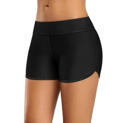 Image of CharmLeaks Women Swim Boardshorts Boyleg Swimming Shorts Bikini Bottoms Black M
