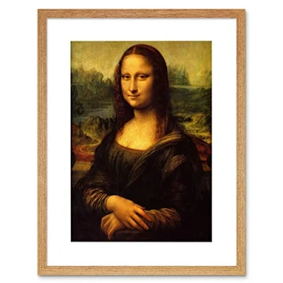Image of Wee Blue Coo Painting Portrait Study Da Vinci Mona Lisa Detail Framed Wall Art Print