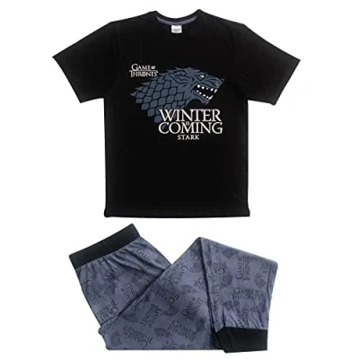 Image of TDP Textiles Mens/Boys Official Game Of Thrones Winter Is Coming Stark Pyjama Set/Pyjamas Size Small, Multi