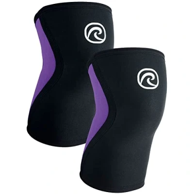Image of Rehband Knee Sleeve 3mm Neoprene, Lightweight Brace for Endurance and Ball Sports, Unisex Compression Starter Sleeves, Breathable Running Support, Colour:Purple 1 Pair, Size:Large