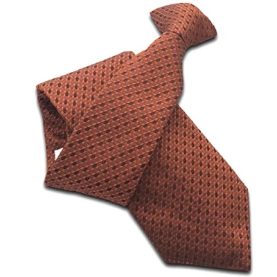 Image of Men&#039;s 100% Silk Bronze Check Clip On Tie