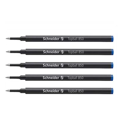 Image of Schneider Pack of 3 Refills for Topball 850 Roller Pen, Medium Tapered Tip 05 Blue