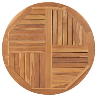 Image of vidaXL Solid Teak Wood Round Tabletop 2.5 cm 90 Weather Resistant Outdoor/Indoor Table Top, Versatile and Durable, Easy to Clean, Fine Sanded Finish, Ideal for Dining Areas, Cafes, Hotels
