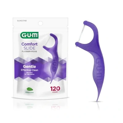 Image of Gum Comfort Slide Flossers for Tight Spaces, Fresh Mint, Dental Floss Picks, 120 Count