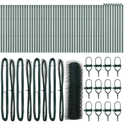 Image of vidaXL Hexagon Fence Green 0.8x100 m Steel
